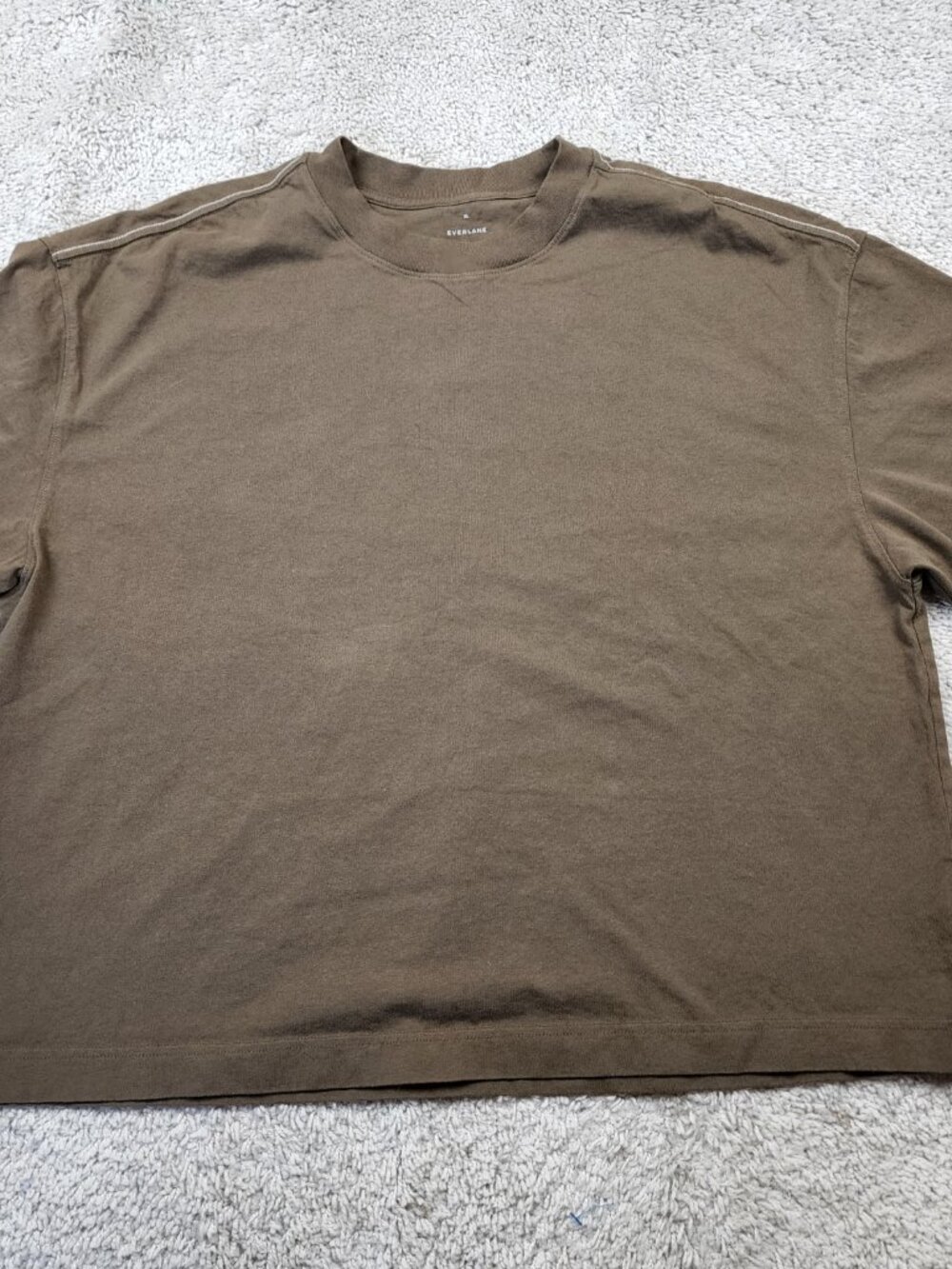 Everlane Organic Cotton Crew Neck T-Shirt Men XL Brown Green Short Sleeve Tee - Picture 2 of 6